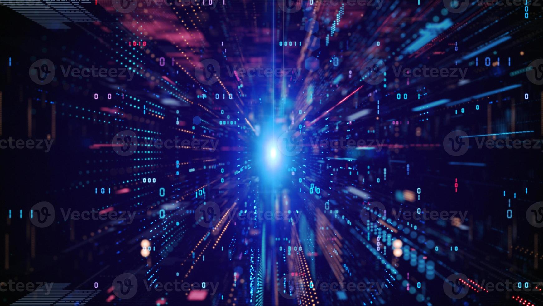 Digital Cyberspace with Particles and Digital Data Network Connections. High Speed Connection and Data Analysis Technology Digital Abstract Background Concept. photo