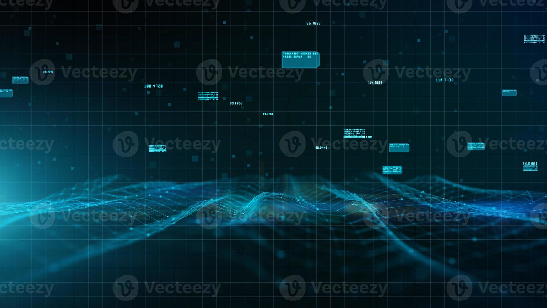 conexiones de red de datos digitales del ciberespacio digital azul, onda que fluye con conexión de líneas y puntos, comunicación tecnológica o fondo de información holográfica de visualización digital de alta tecnología. foto