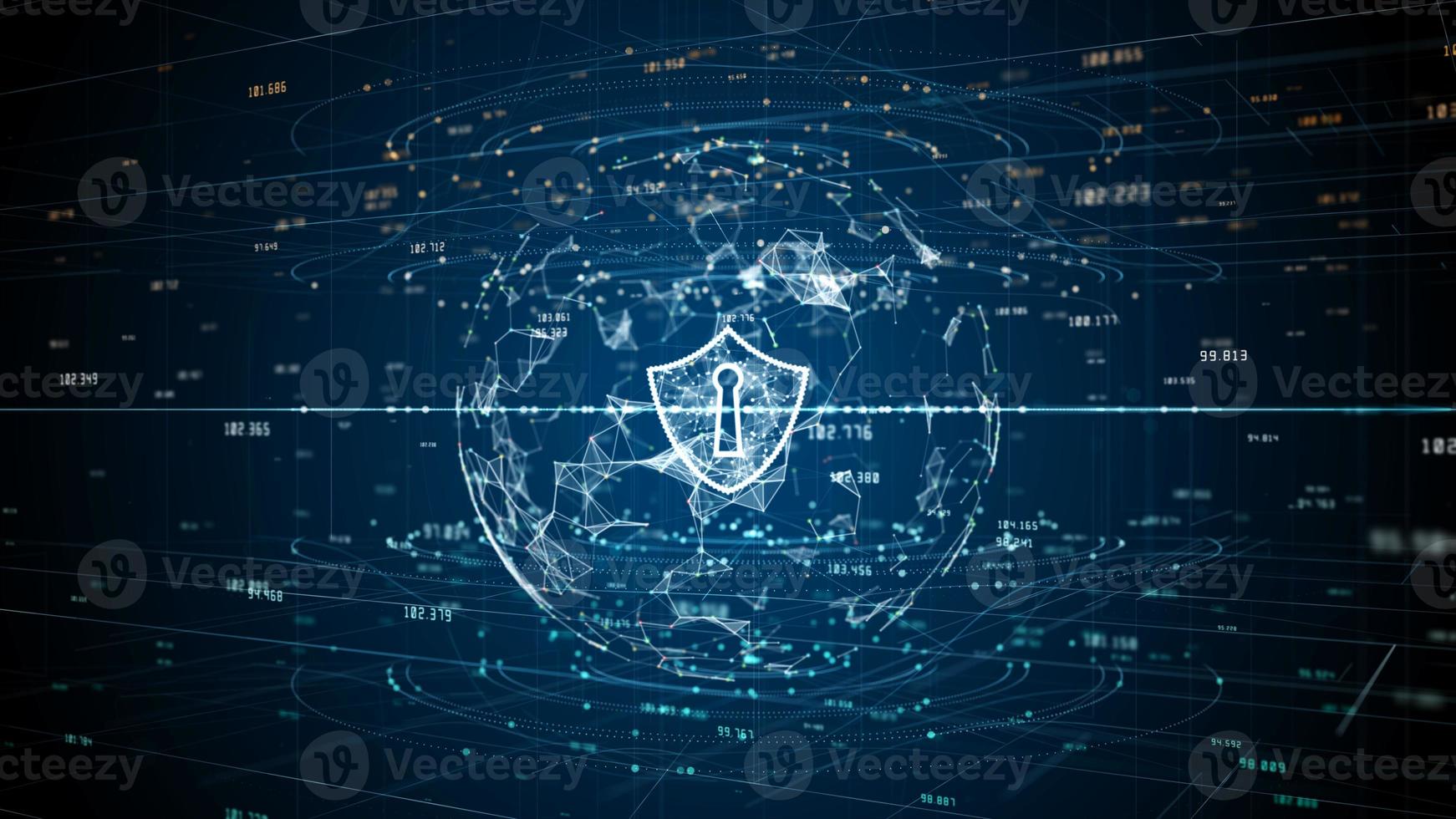 Shield Icon of Cyber Security Digital Data, Digital Data Network Protection, Global Network 5g High-Speed Internet Connection and Big Data Analysis Background. photo