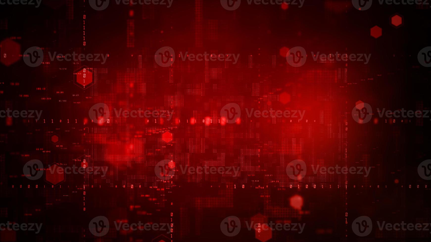 Digital cyberspace with particles and Digital data network connections concept on red background photo