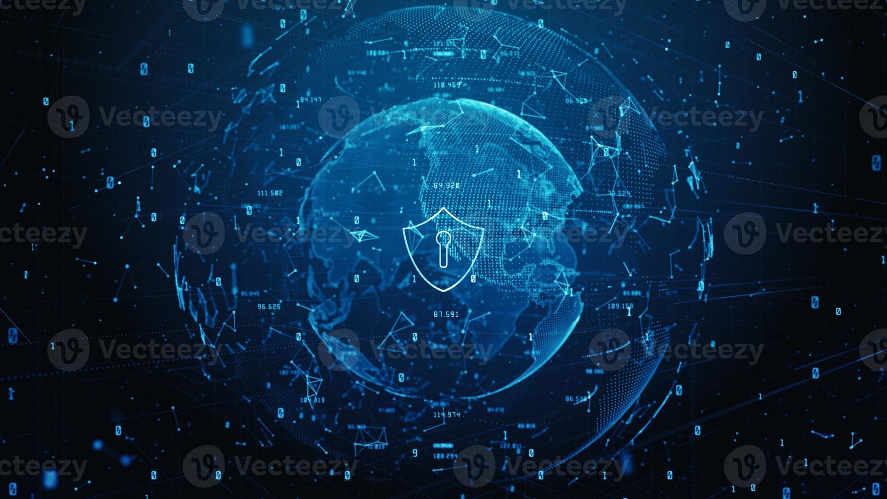 Shield Icon of Cyber Security Digital Data, Digital Data Network Protection, Global Network 5g High-Speed Internet Connection and Big Data Analysis Background photo