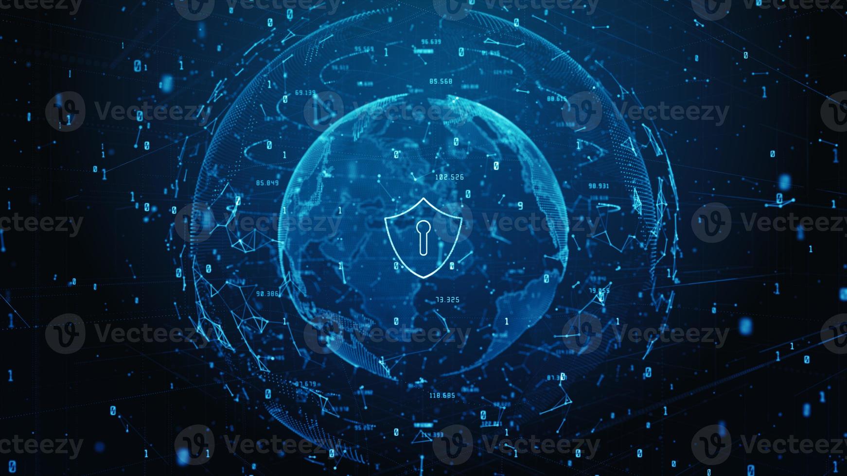 Shield Icon of Cyber Security Digital Data, Digital Data Network Protection, Global Network 5g High-Speed Internet Connection and Big Data Analysis Background photo