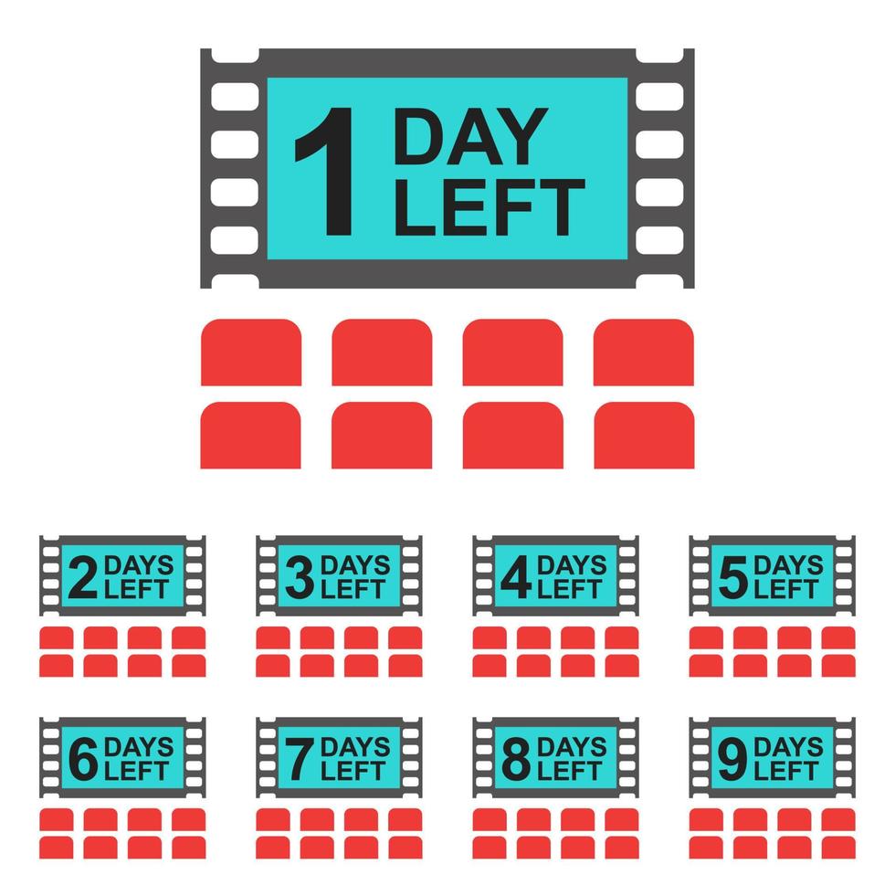 cinema movie film theatre release countdown number days left vector