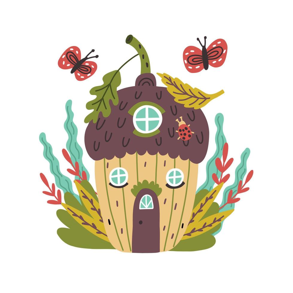 Treehouse walnut acorn vector