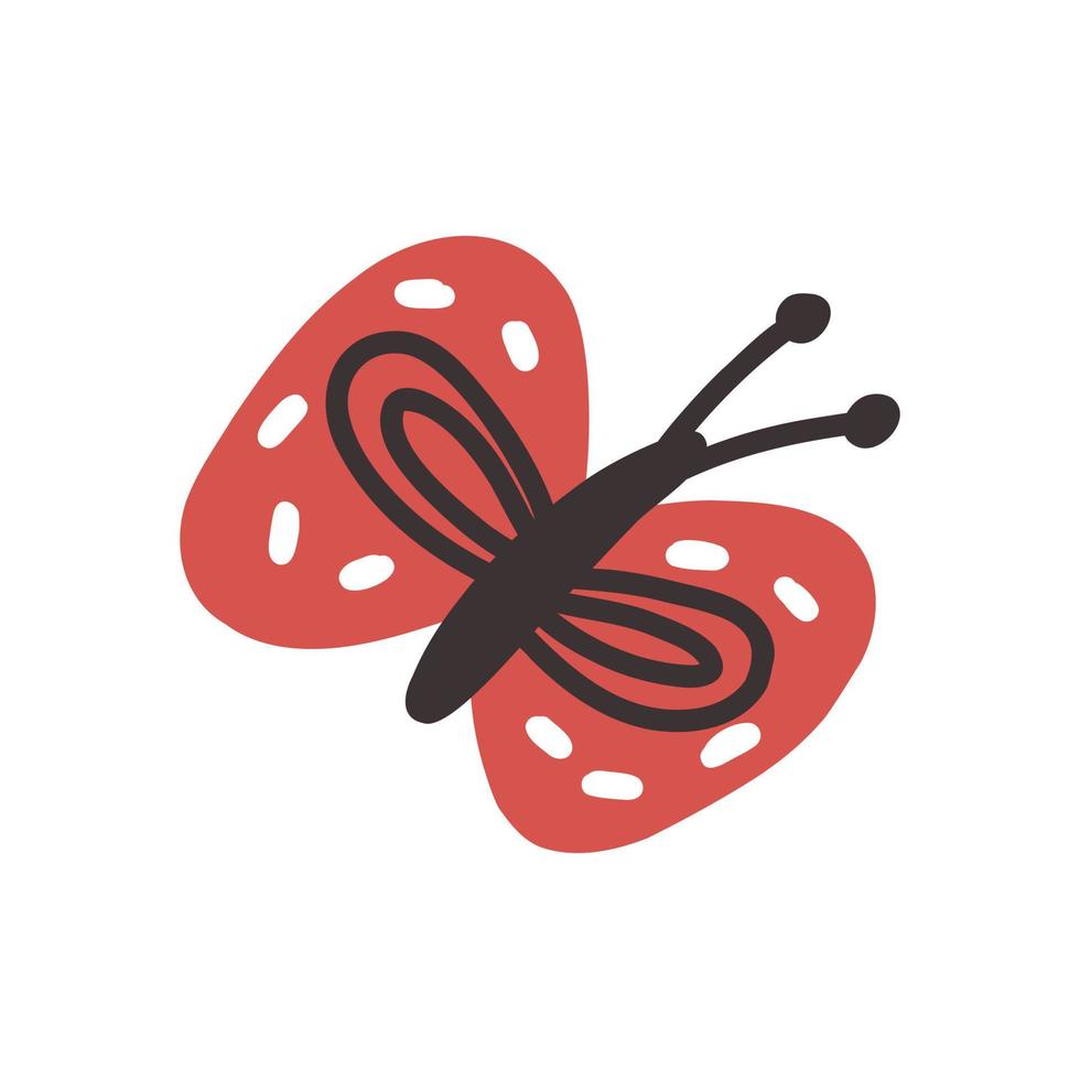 Red decorative butterfly hand drawn vector