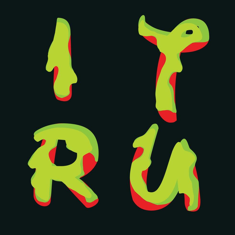 liquid dripping font typing initials alphabet vector