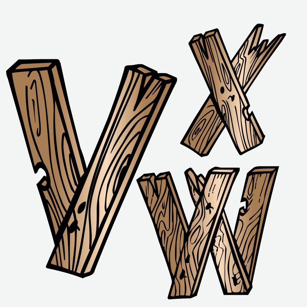 wood tree texture letters alphabets font initials abc english creative decorative capitals vector illustration wildlife woods