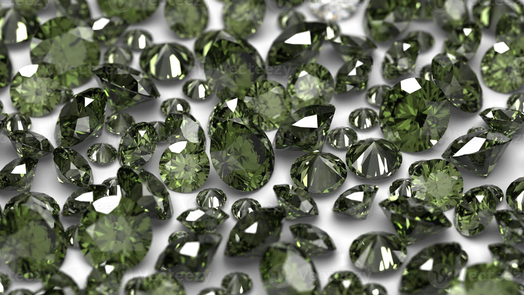 grupo de gemas 3d renderizado en actinolita foto