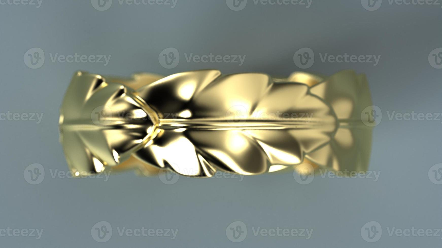 leaf band 3d render in yellow gold photo