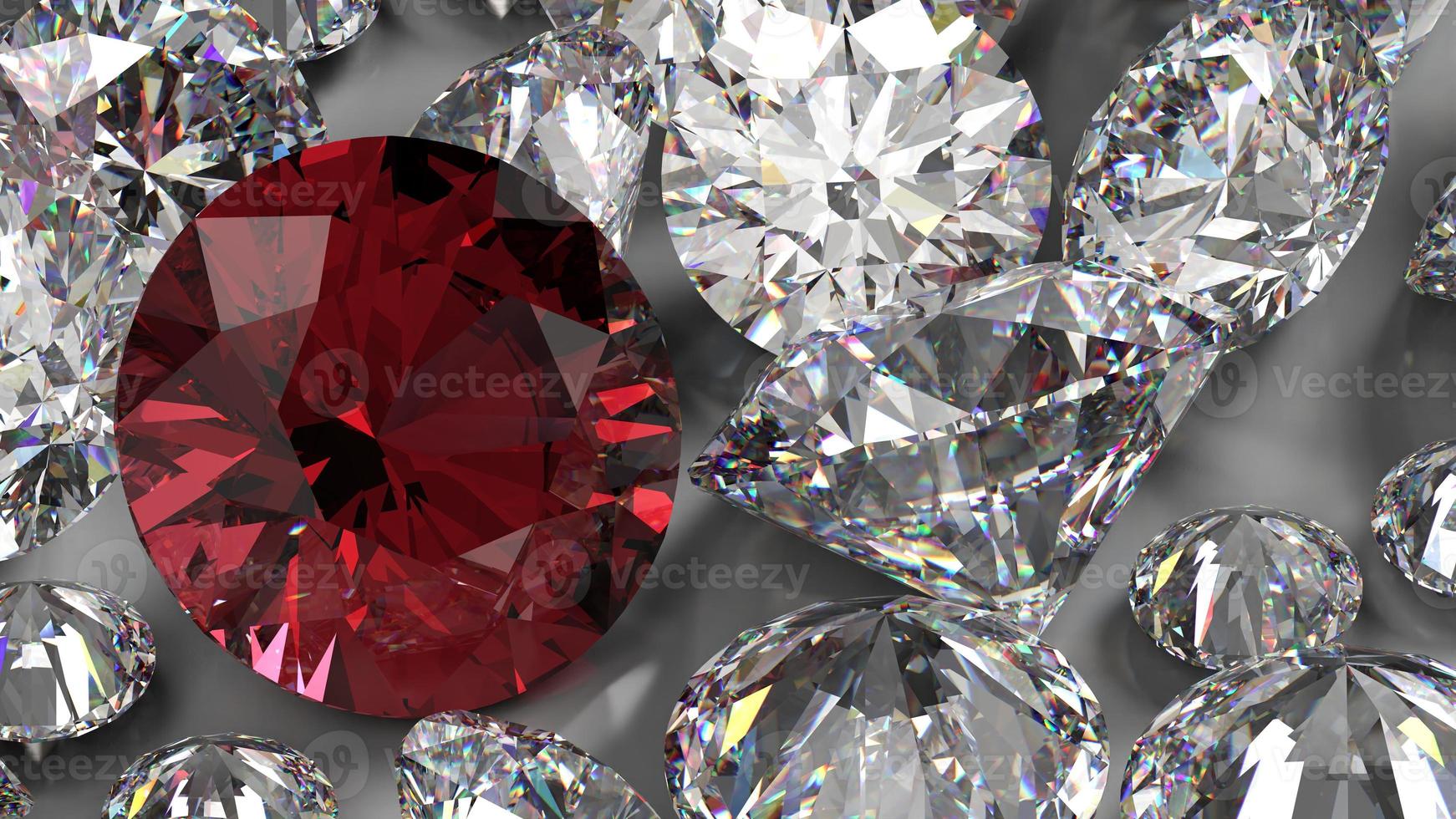 group of gems 3d rendered in diamond and ruby photo