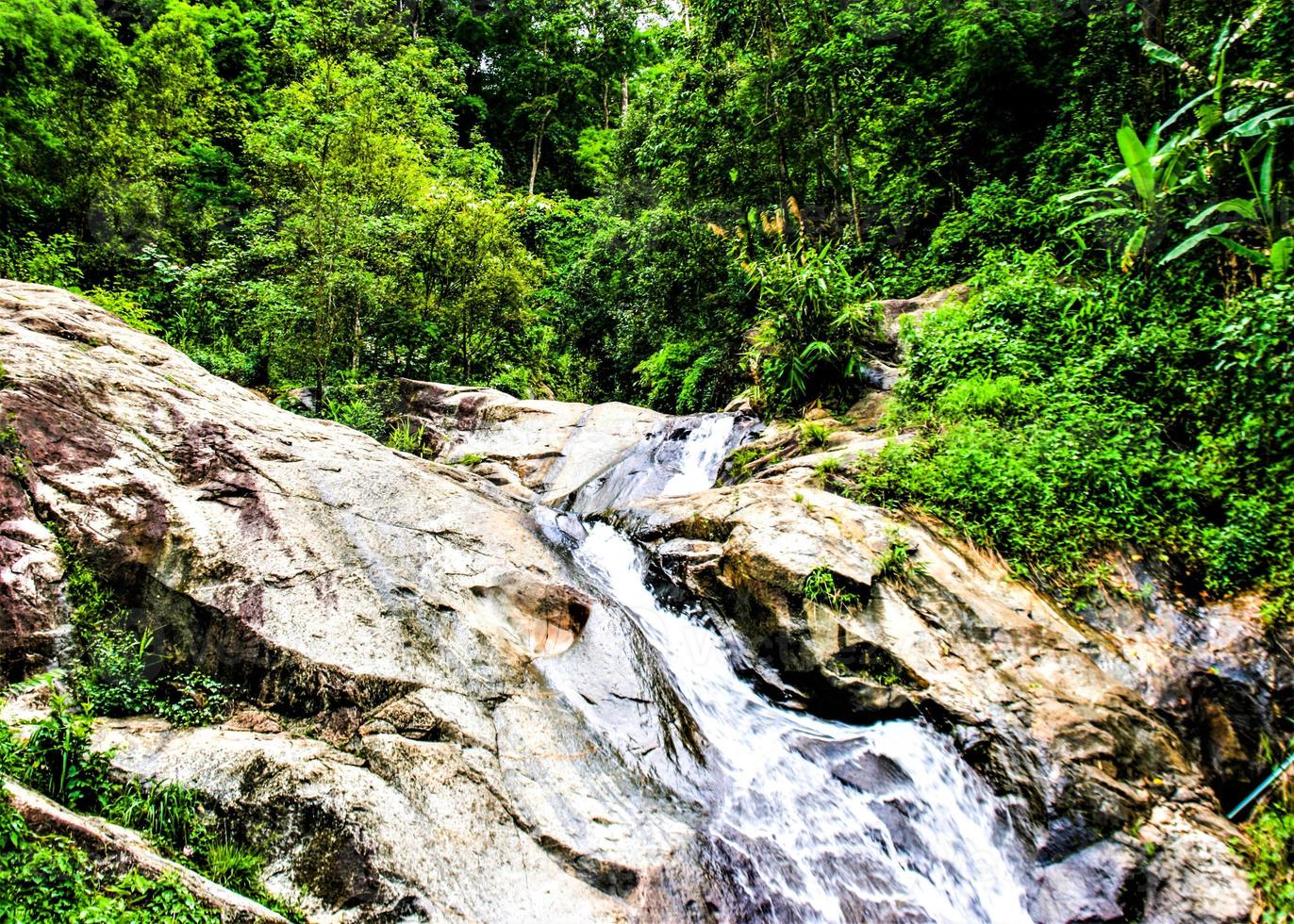 waterfall and stone beautiful nature in north Thailand photo