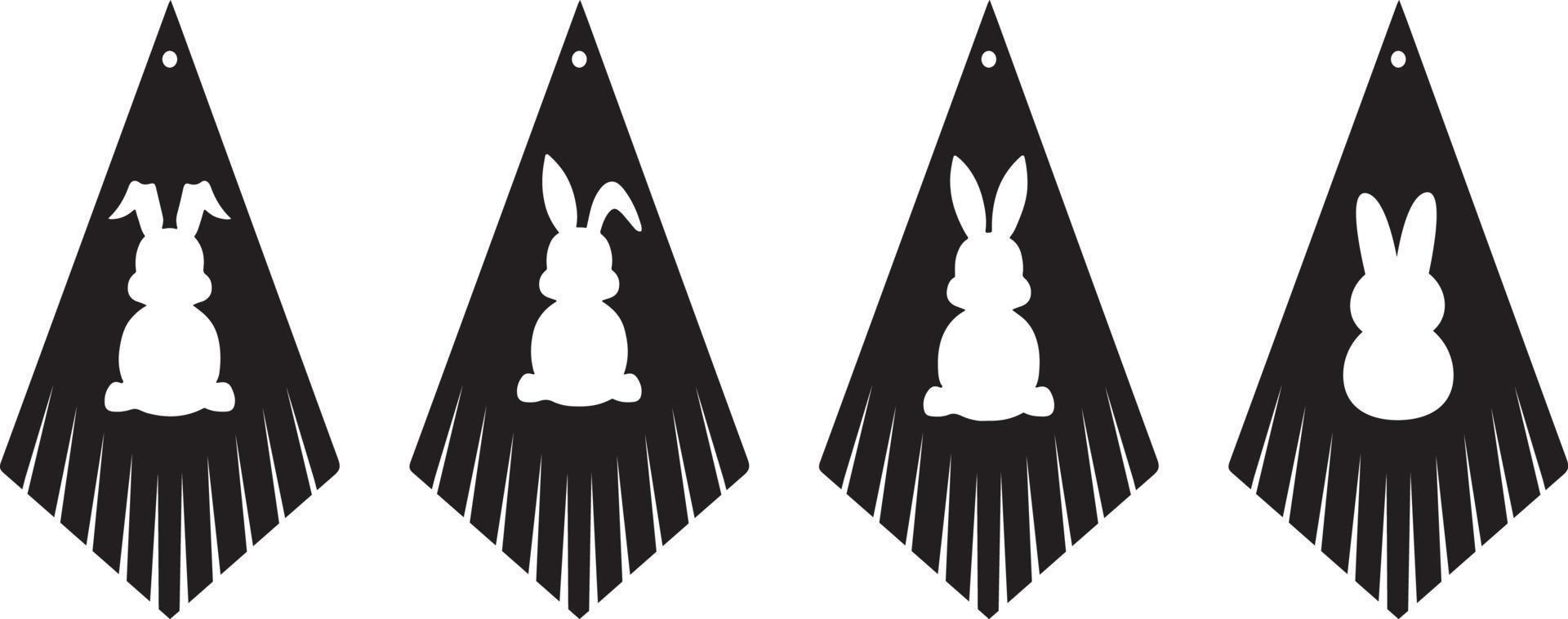 aretes con flecos de conejito de pascua vector