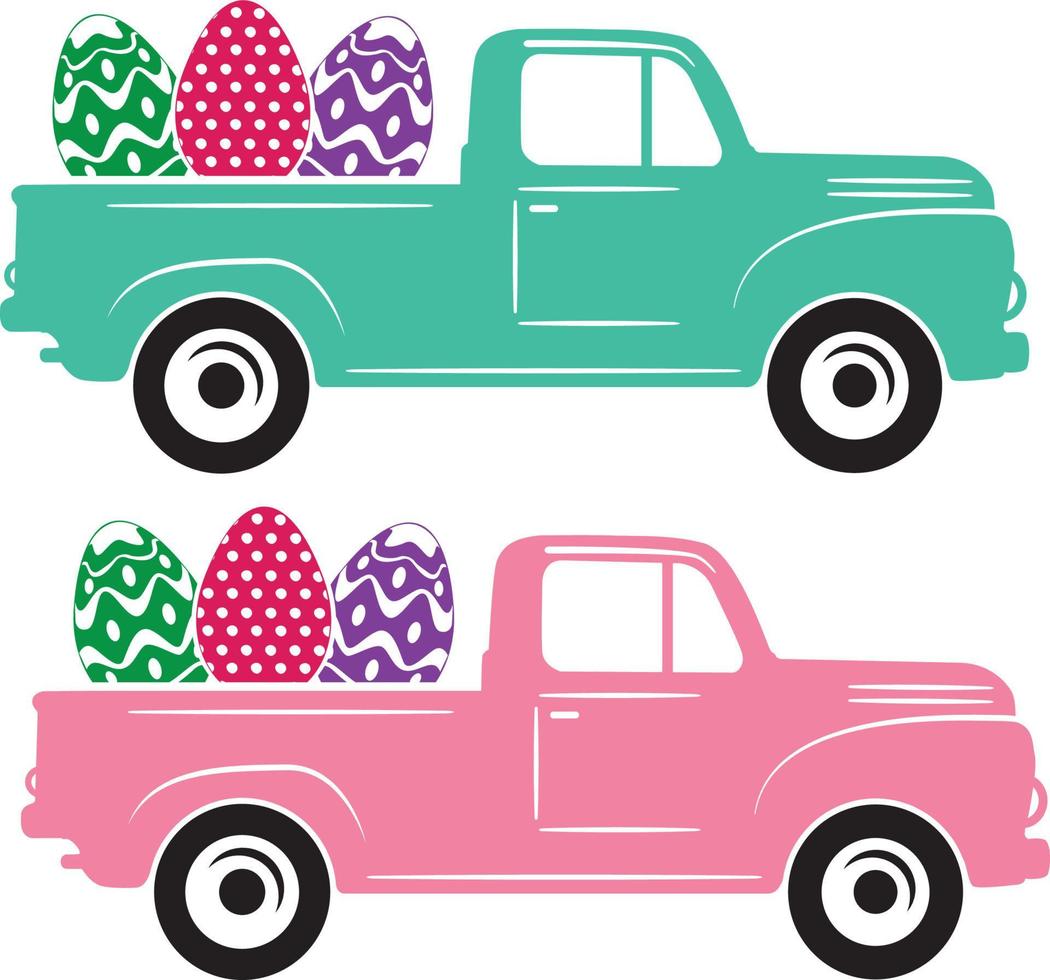 Easter Truck Eggs vector