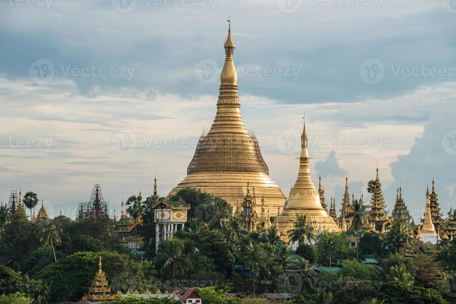 The Shwedagon pagoda the most popular tourist attraction in Yangon, Myanmar. photo
