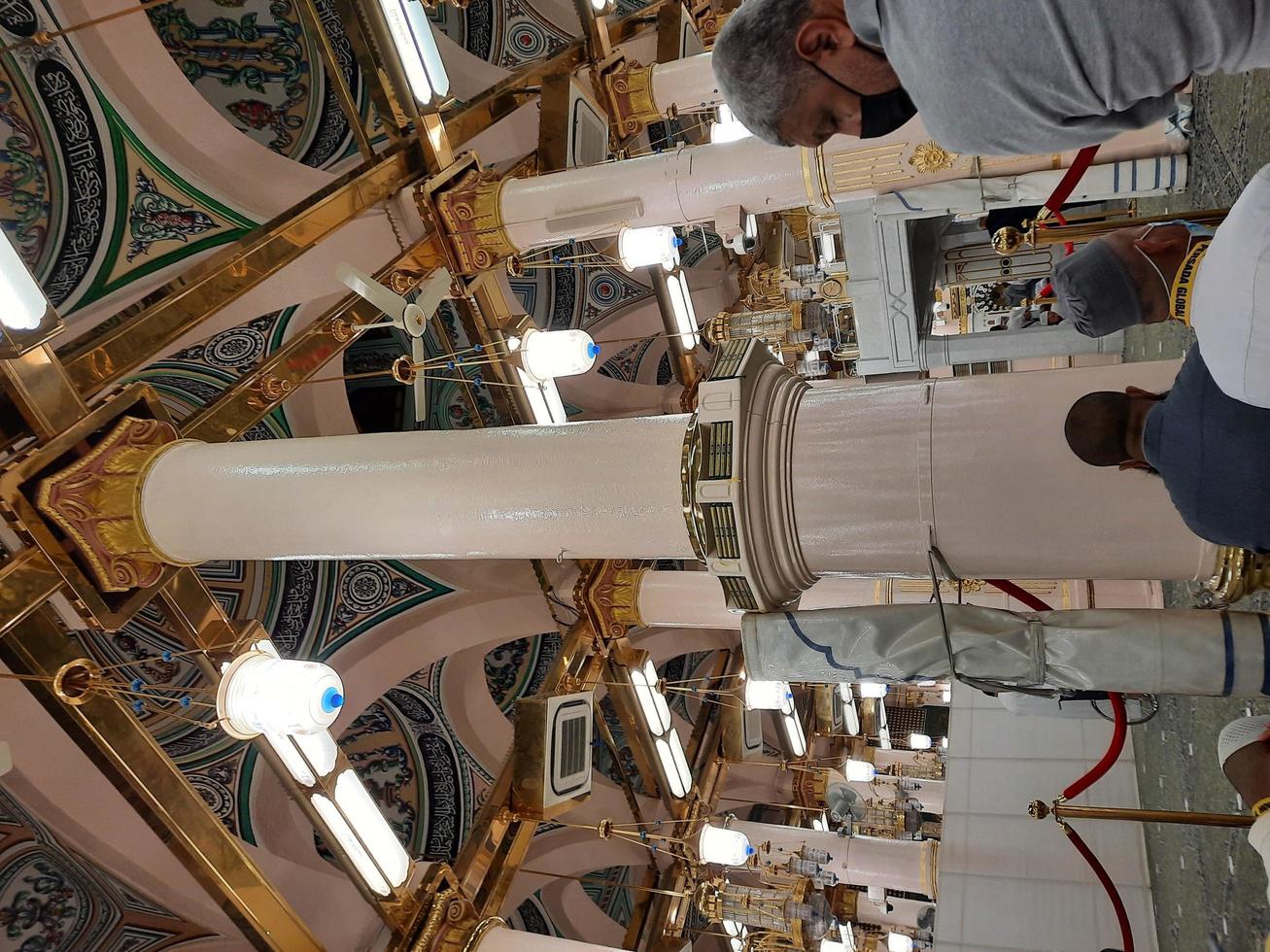 Madinah, Saudi Arabia, Dec 2021 - Visitors from all over the world are busy remembering Allah in different parts of Prophets Mosque Madinah. photo