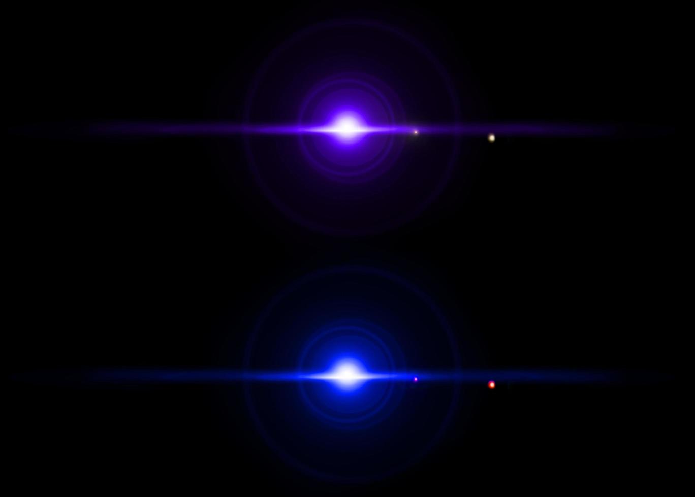 Set of len flare effect on black background photo