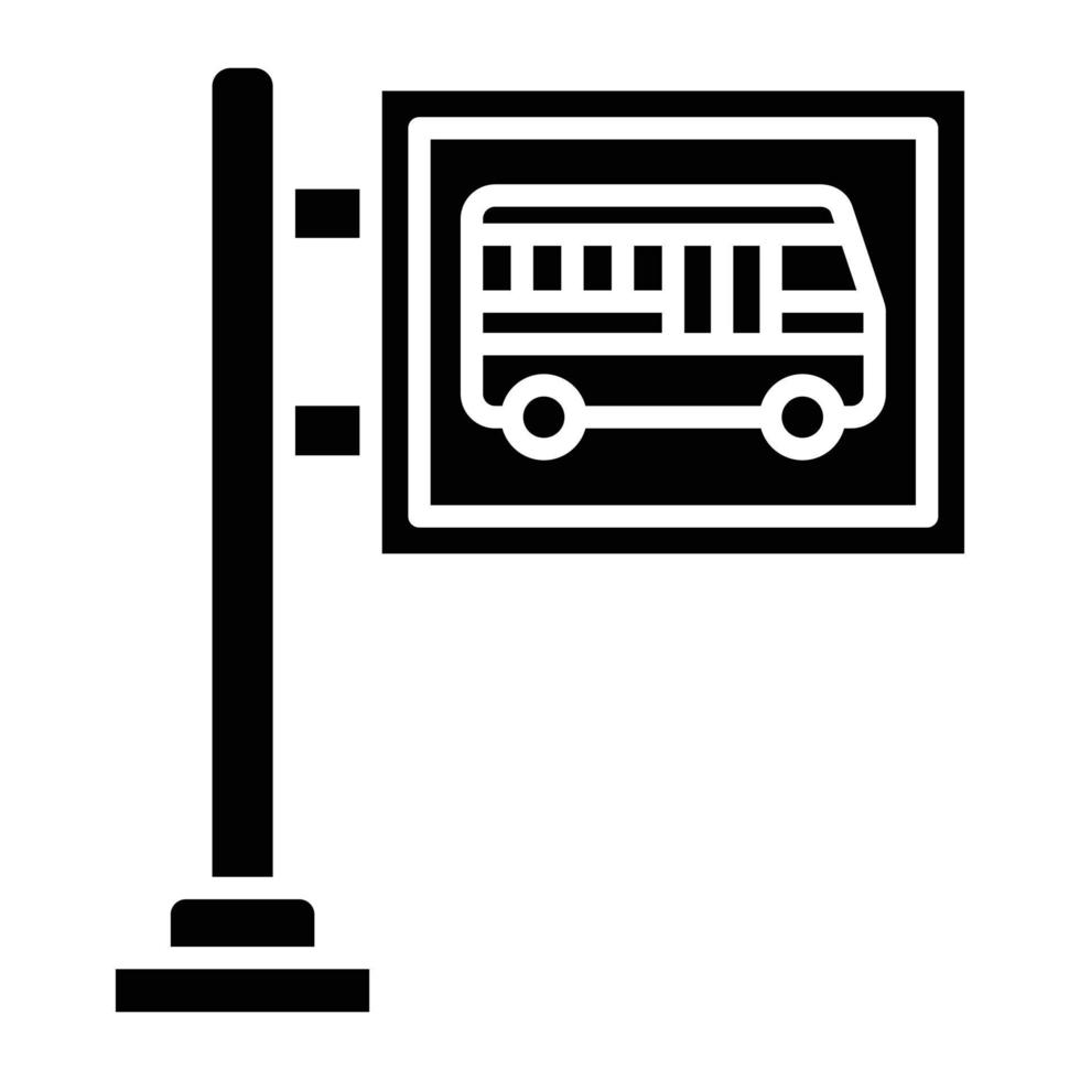 icono de glifo de parada de autobús vector