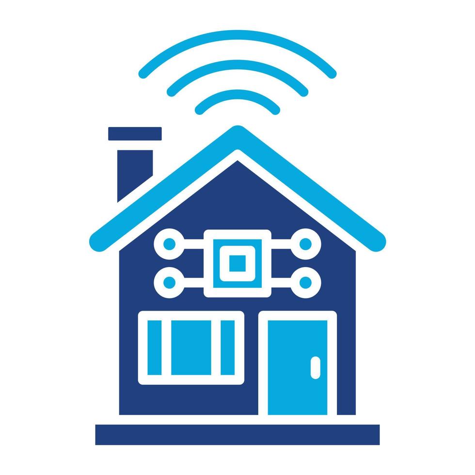 Smart House Glyph Twob Color Icon vector