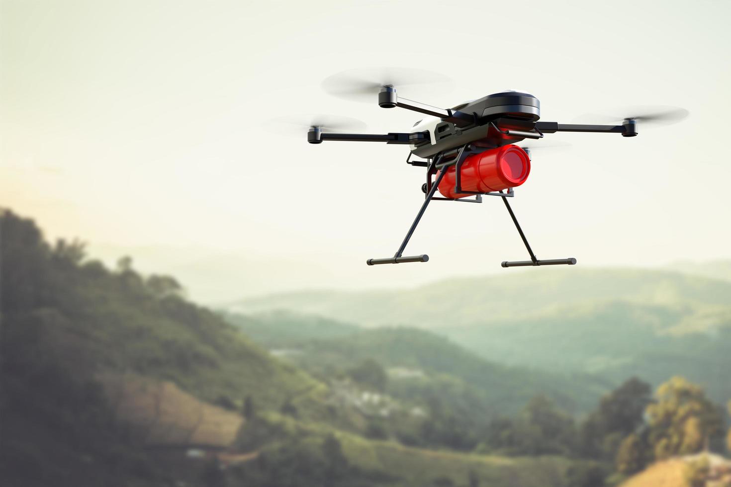 concepto de drones de extinción de incendios, extinción de incendios con drones foto
