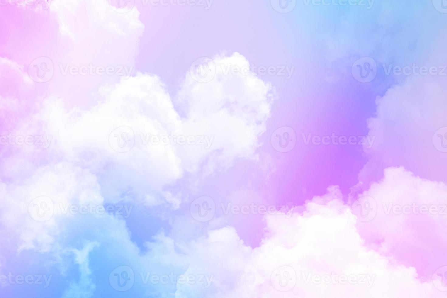 beauty sweet pastel violet blue colorful with fluffy clouds on sky. multi color rainbow image. abstract fantasy growing light photo