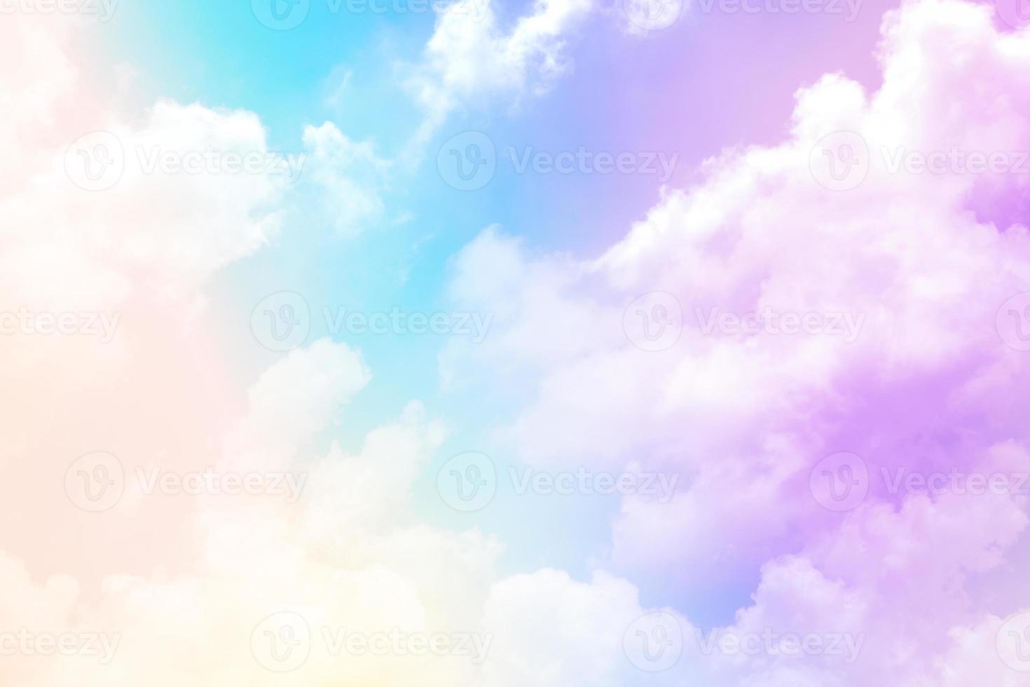 beauty sweet pastel blue orange  colorful with fluffy clouds on sky. multi color rainbow image. abstract fantasy growing light photo