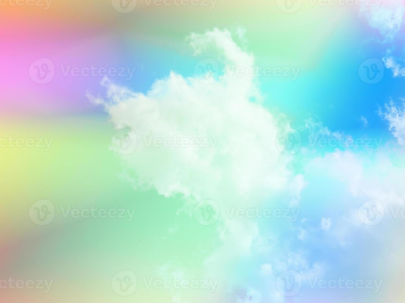 beauty sweet pastel green yellow colorful with fluffy clouds on sky. multi color rainbow image. abstract fantasy growing light photo