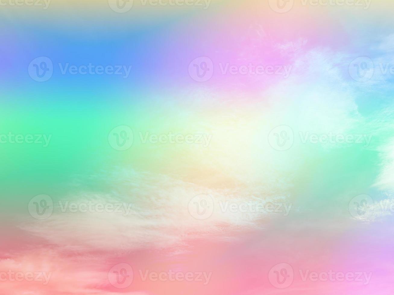 beauty sweet pastel green blue colorful with fluffy clouds on sky. multi color rainbow image. abstract fantasy growing light photo