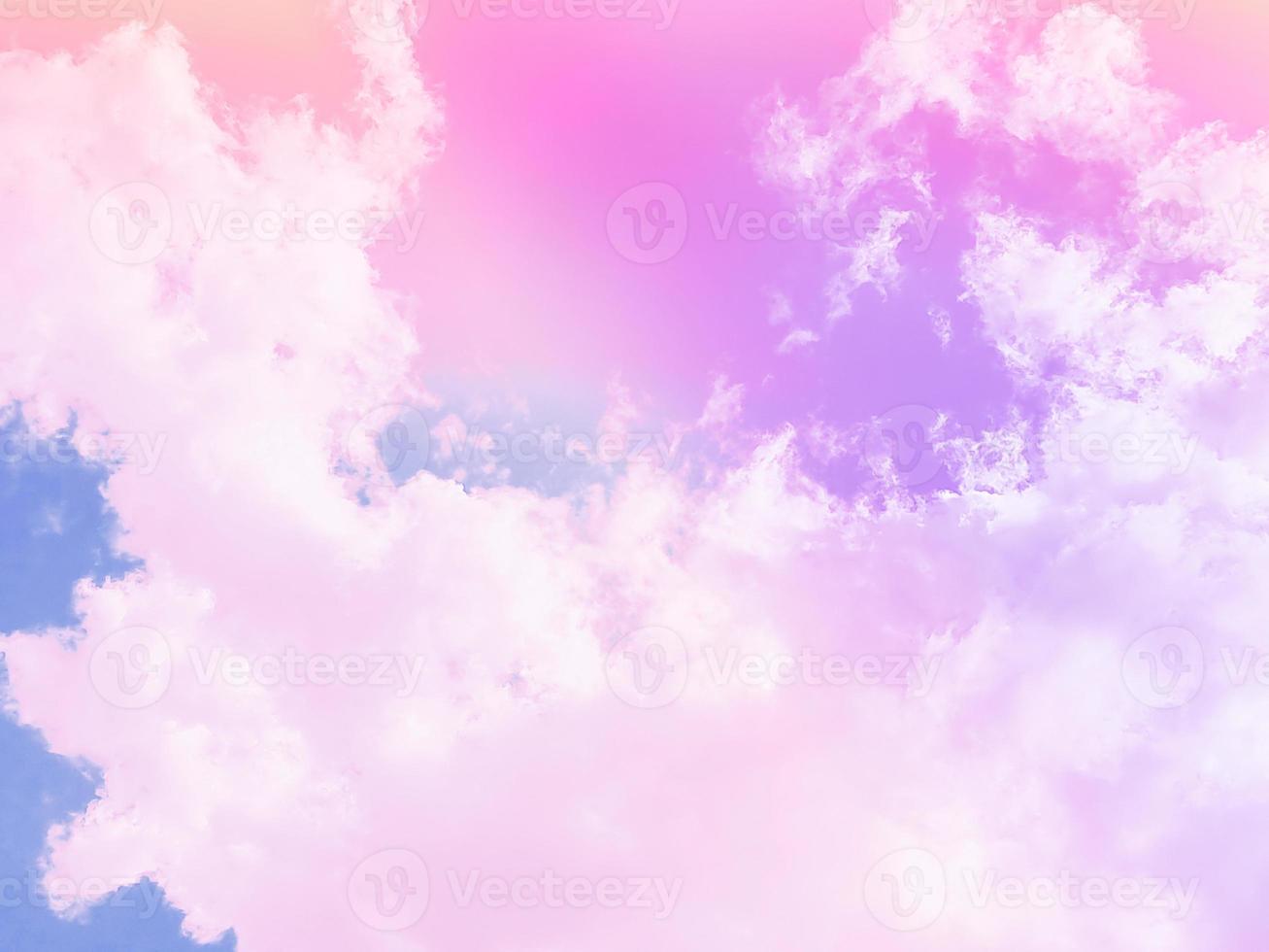 beauty sweet pastel violet blue  colorful with fluffy clouds on sky. multi color rainbow image. abstract fantasy growing light photo