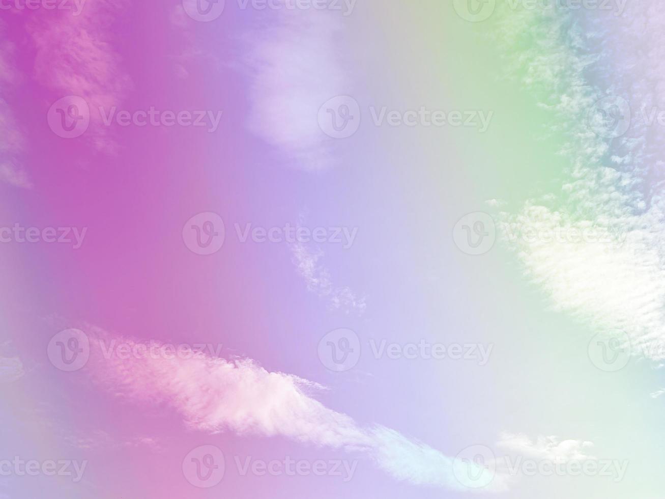 beauty sweet pastel green violet  colorful with fluffy clouds on sky. multi color rainbow image. abstract fantasy growing light photo