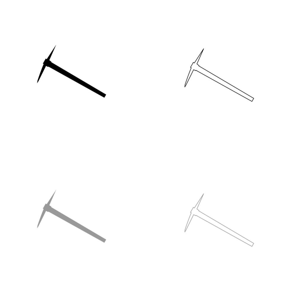 Pickaxe black and grey set icon . vector