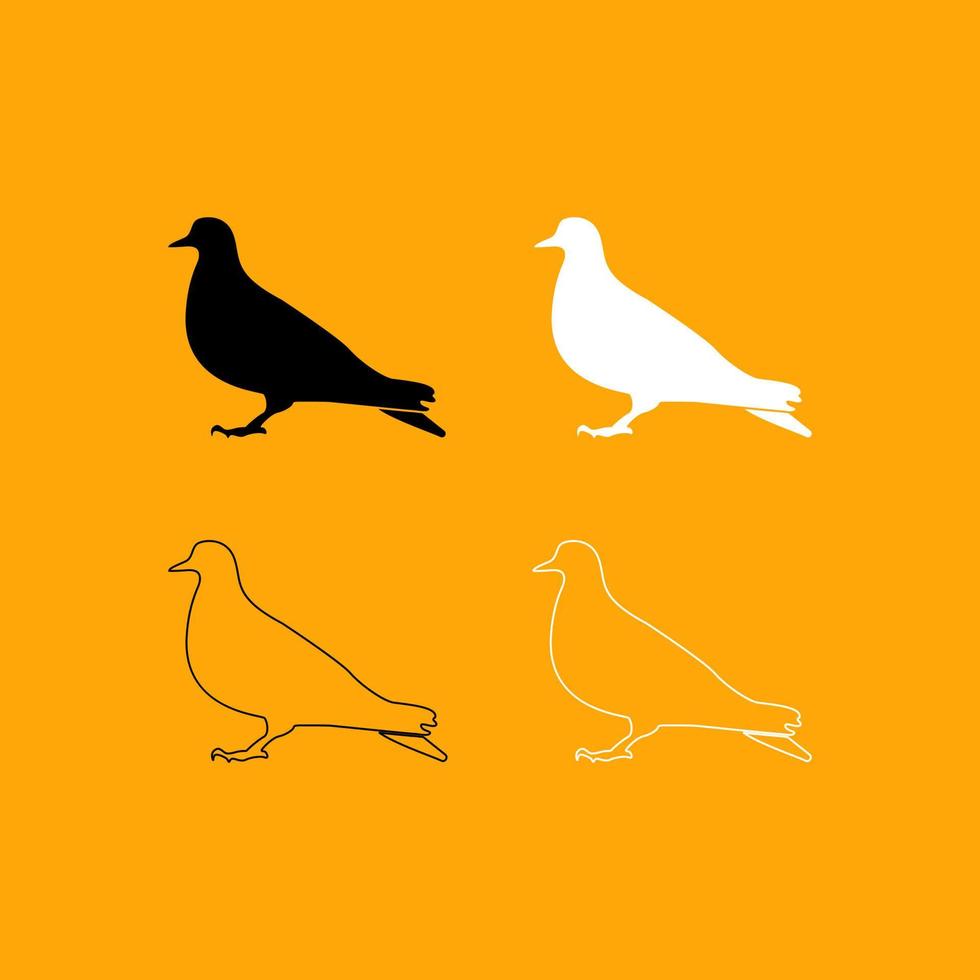 Dove set black and white icon . vector