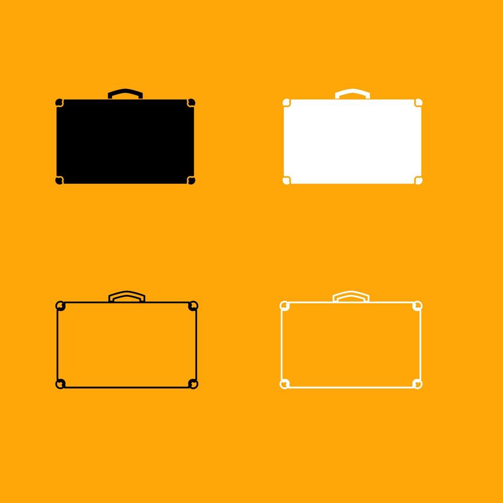 Suitcase black and white set icon. vector