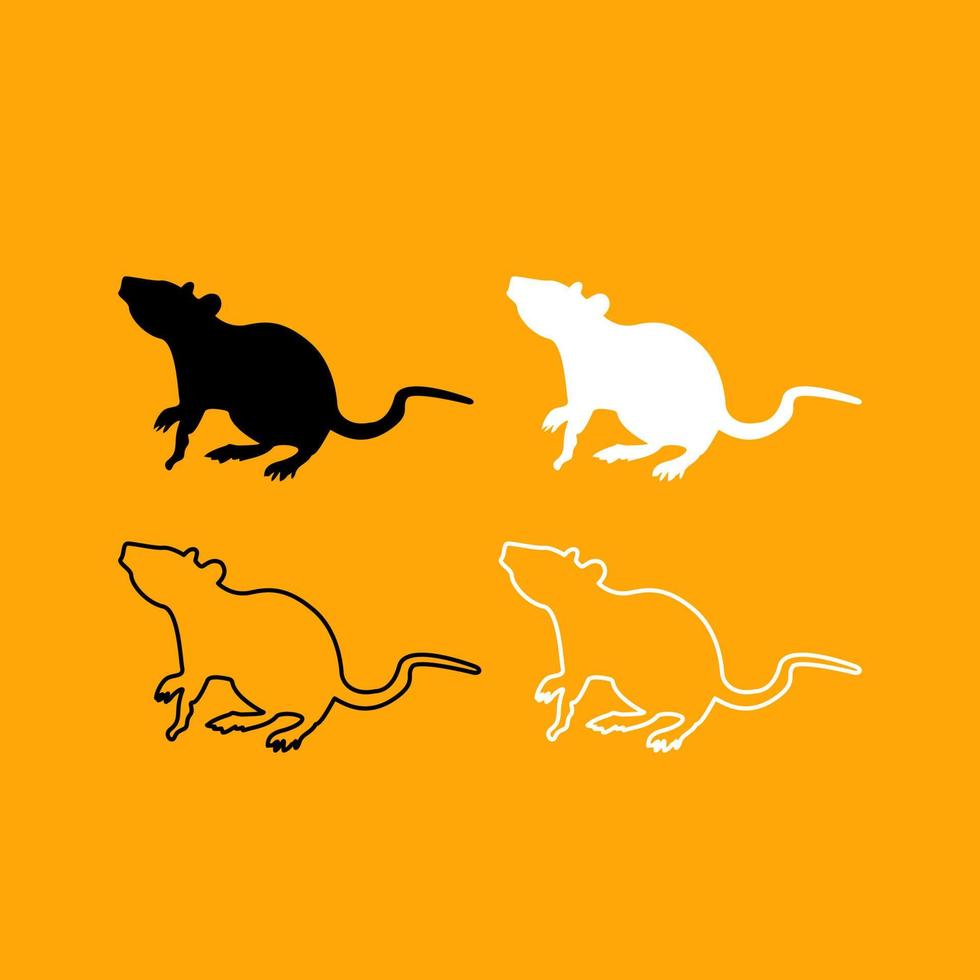 Rat black and white set icon. vector