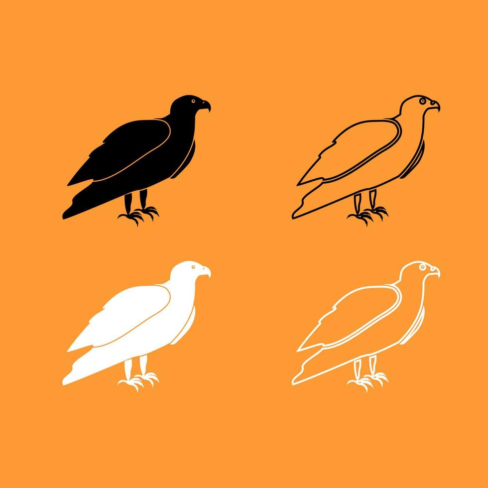 Eagle black and white set icon . vector