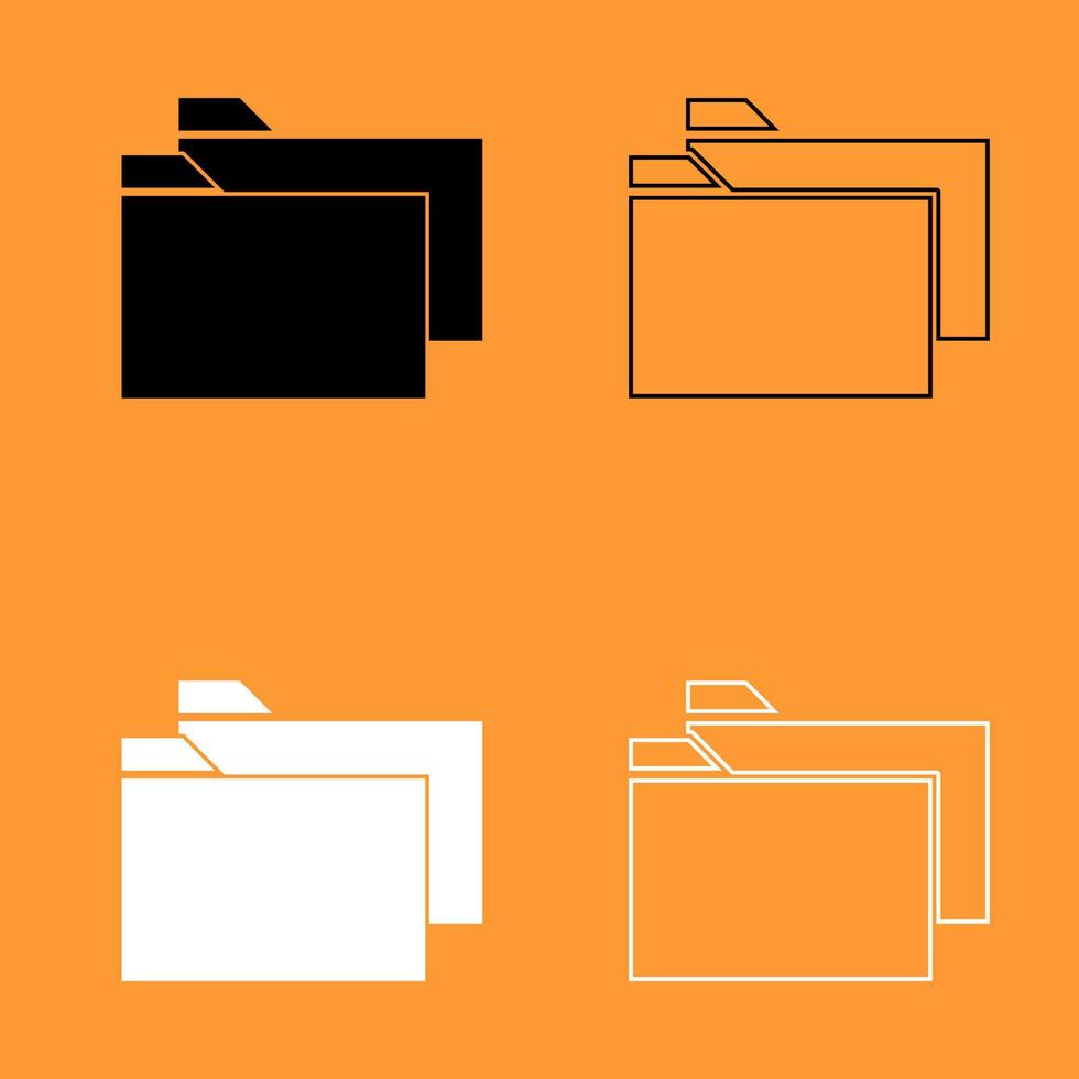 Two folder black and white set icon . vector