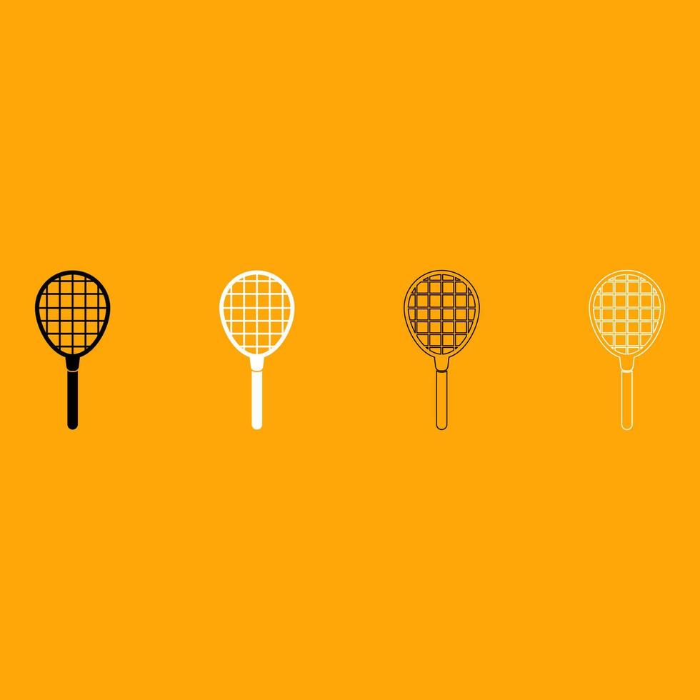 juego de raquetas de tenis icono blanco y negro. vector