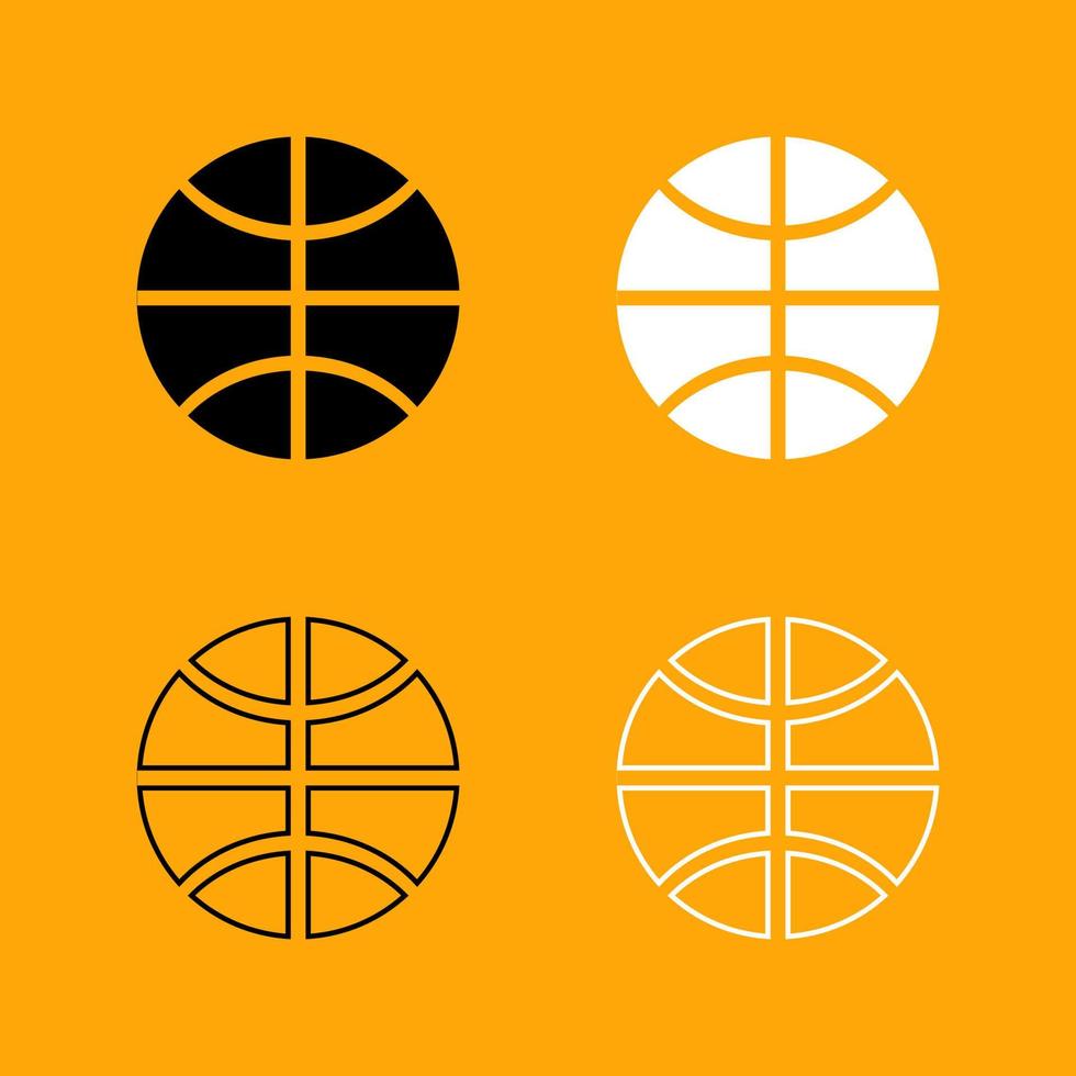 Basketball ball set black and white icon . vector