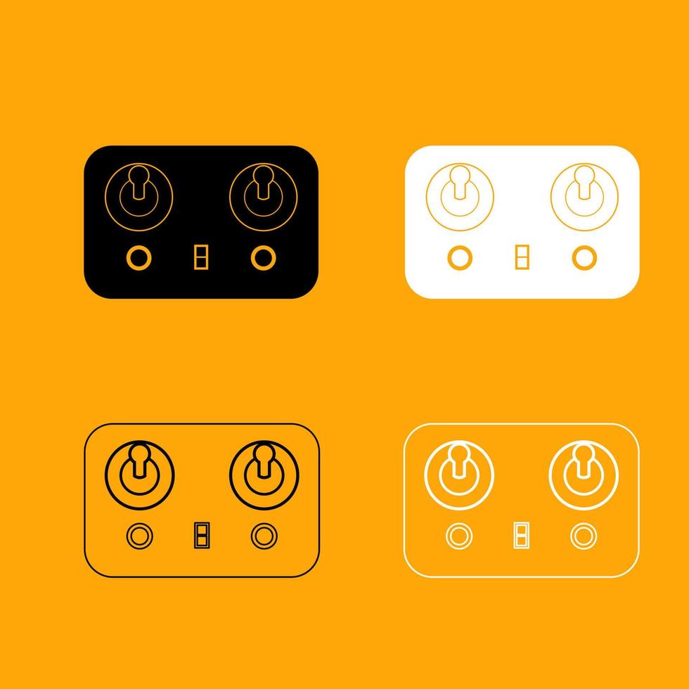 Remote control set black and white icon . vector