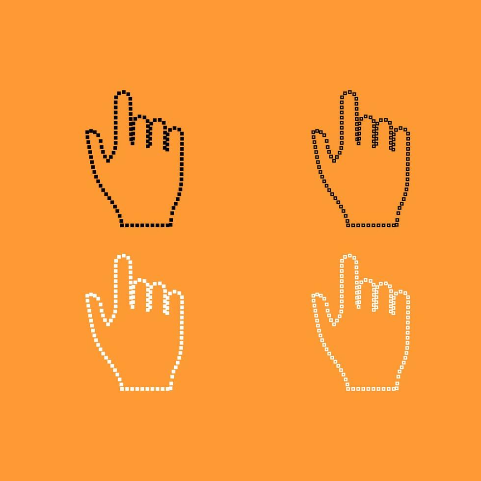Pixel hand black and white set icon . vector