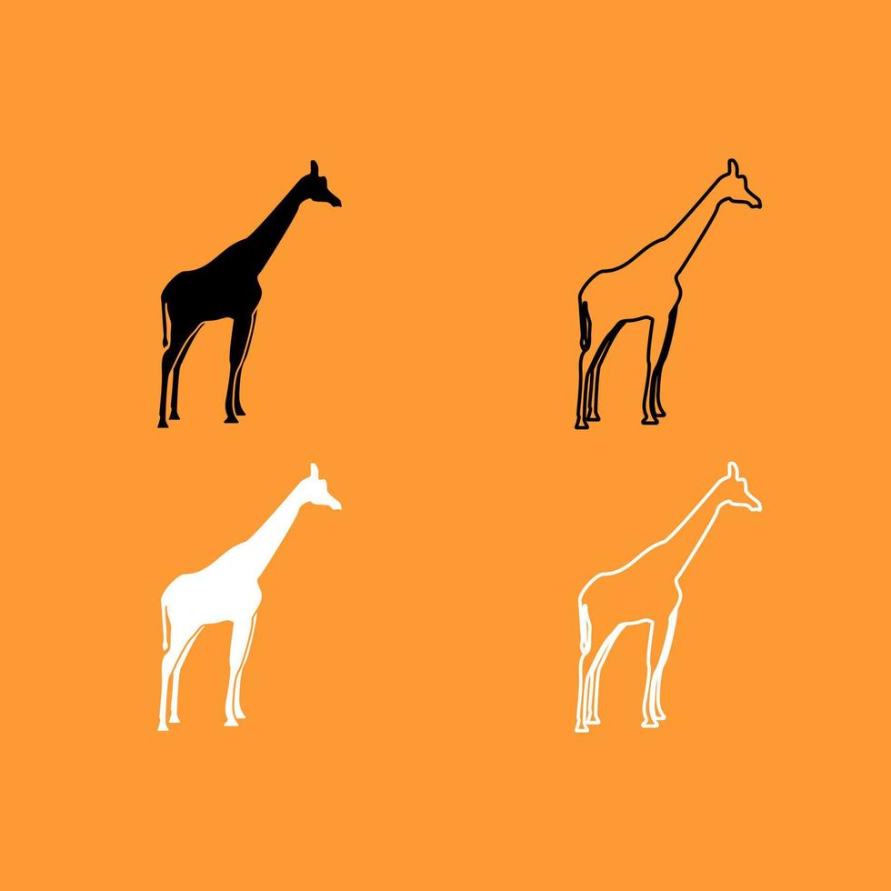 Giraffe black and white set icon . vector