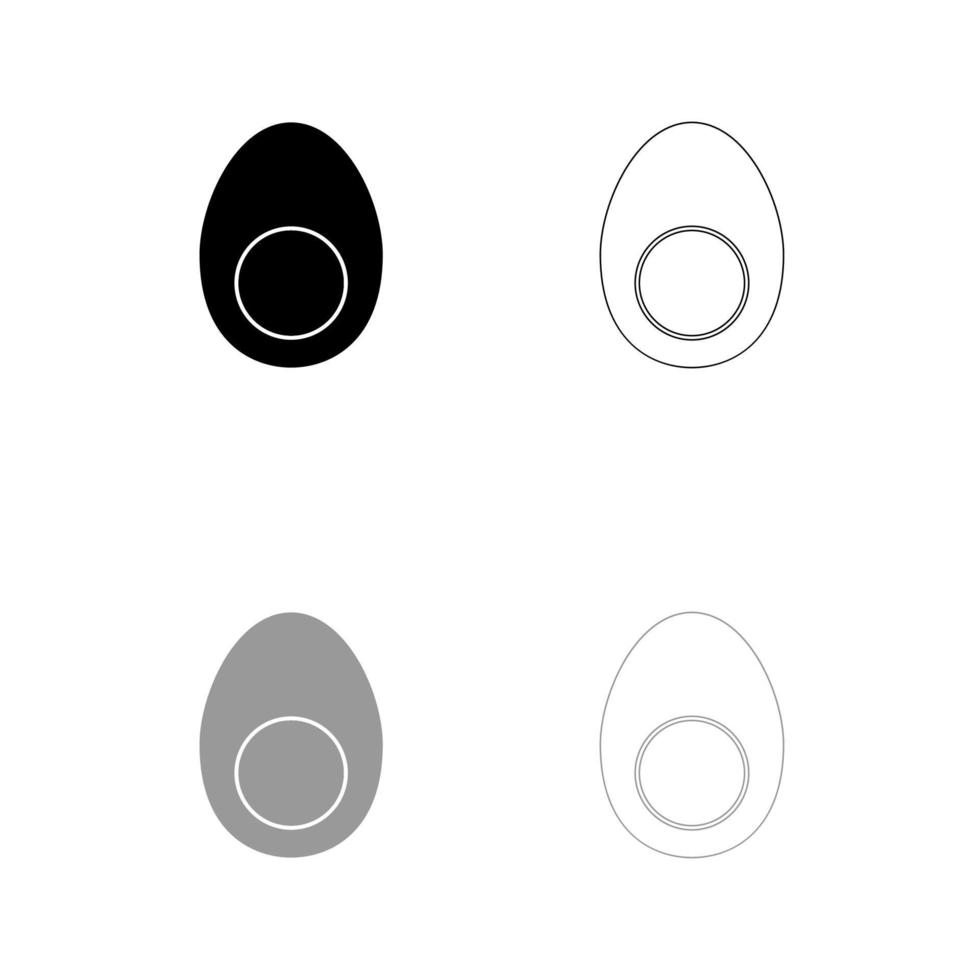 icono de conjunto de huevo negro y gris de pieza. vector