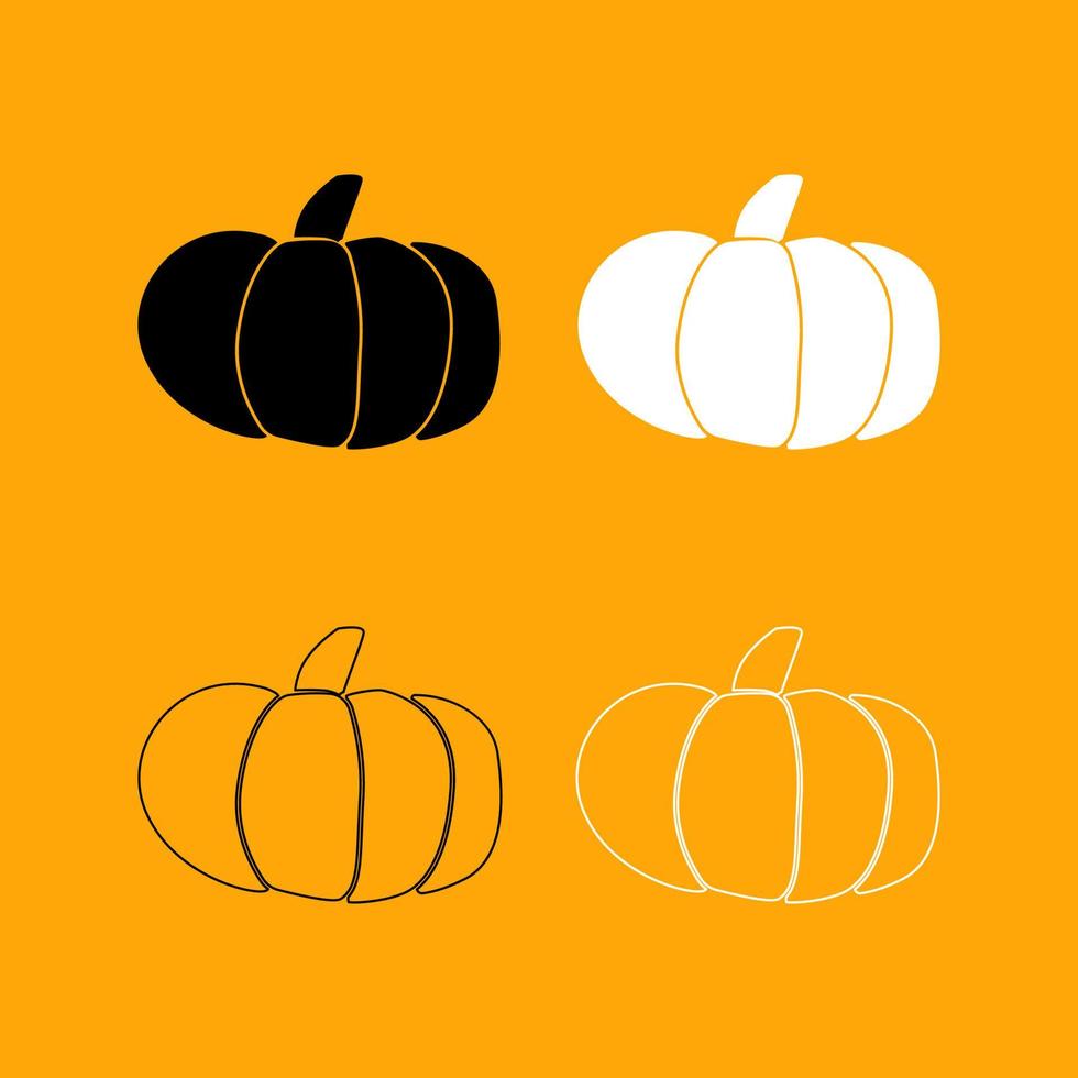 Pumpkin set black and white icon . vector