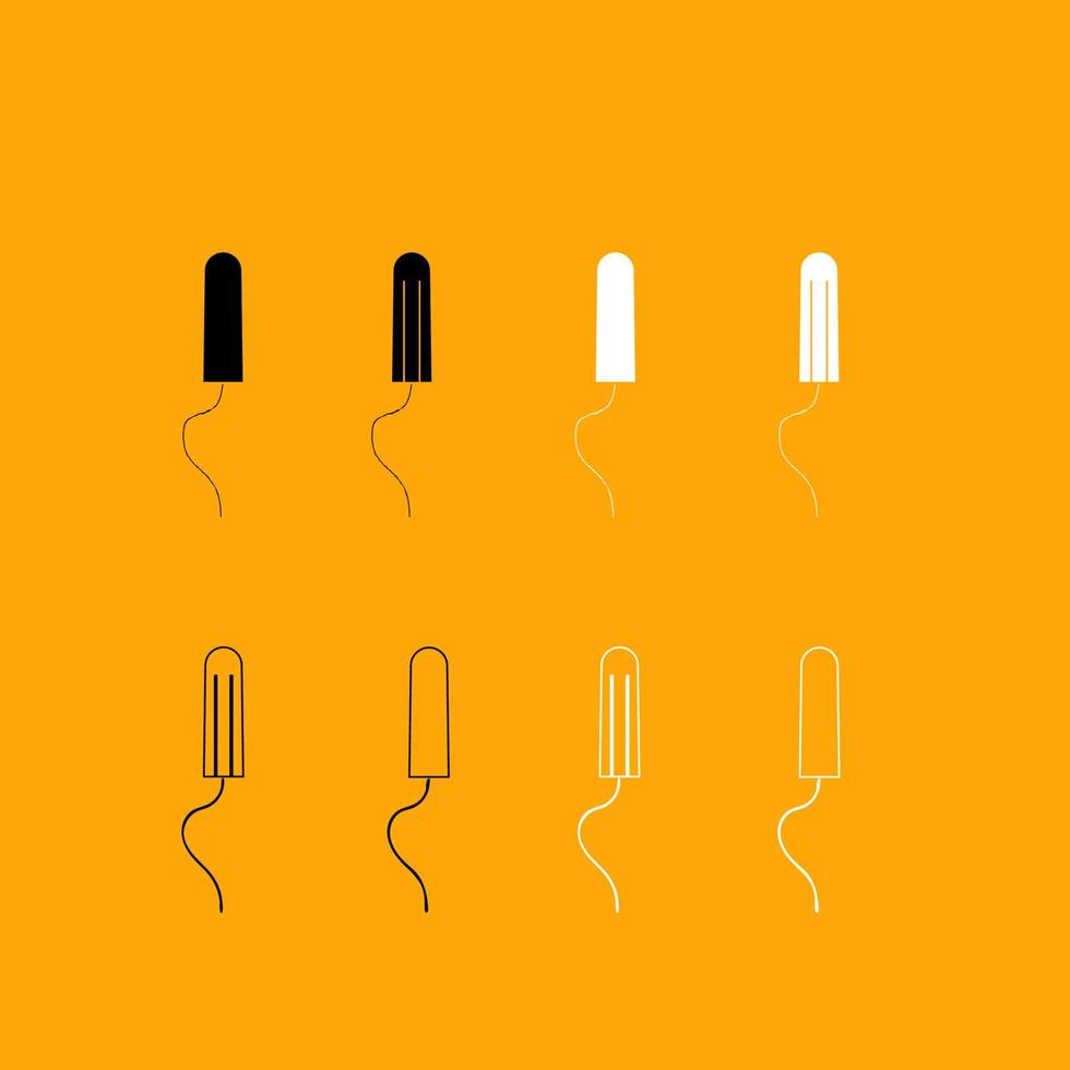 Women hygiene tampons set black and white icon . vector