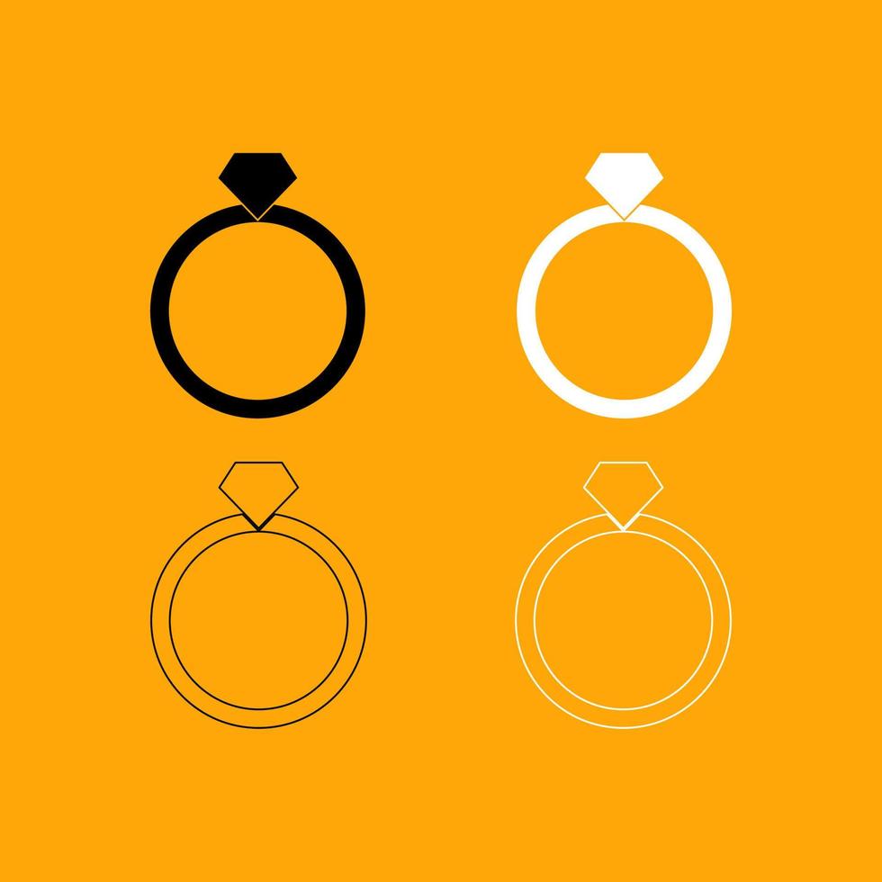 conjunto de anillos icono blanco y negro. vector