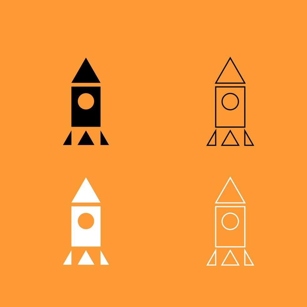 Rocket black and white set icon . vector