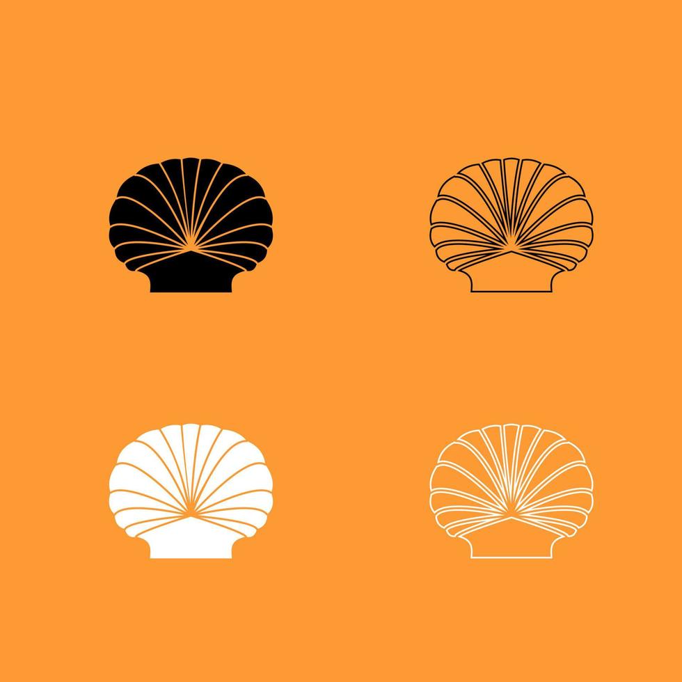 Shell black and white set icon . vector