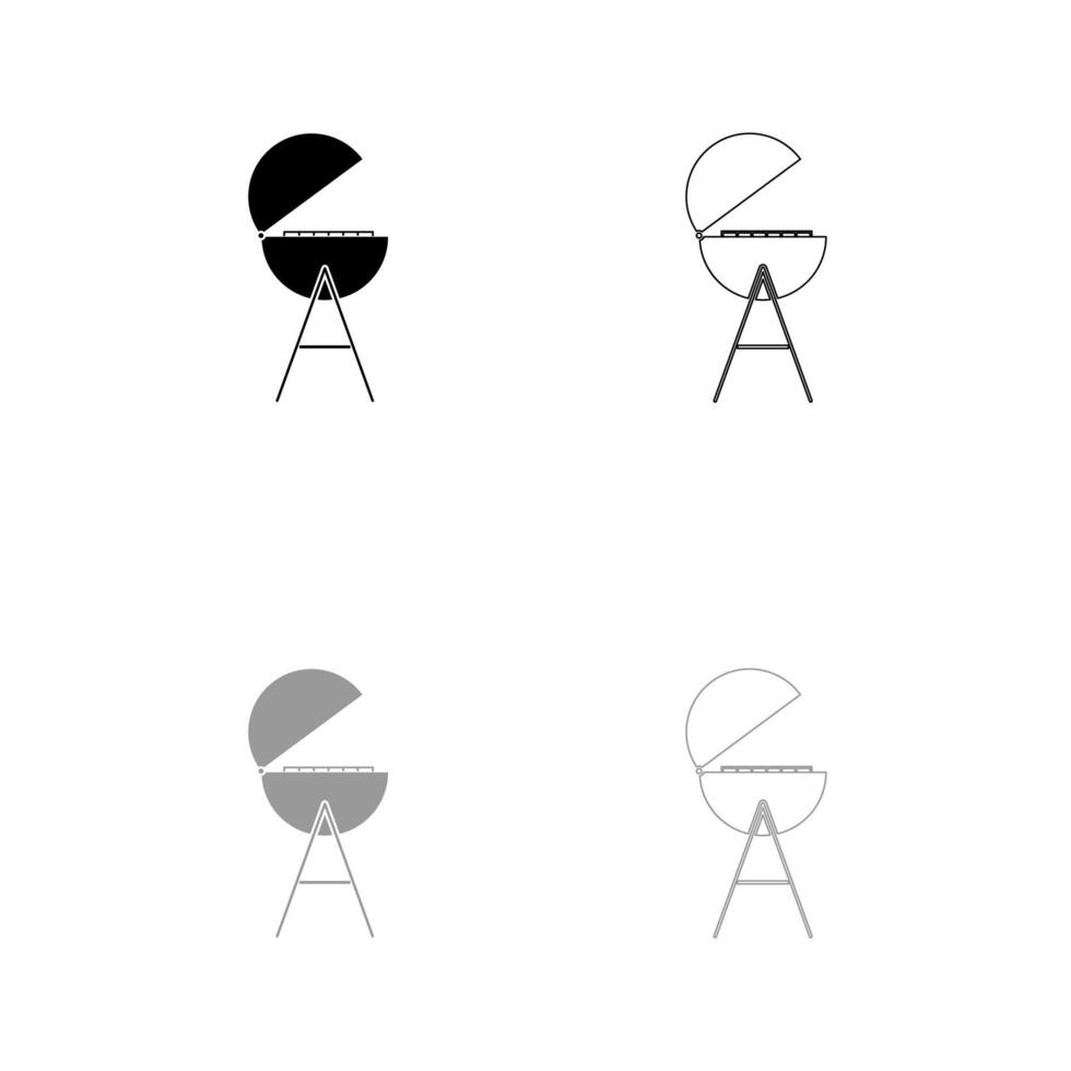 Barbecue or grill black and grey set icon . vector