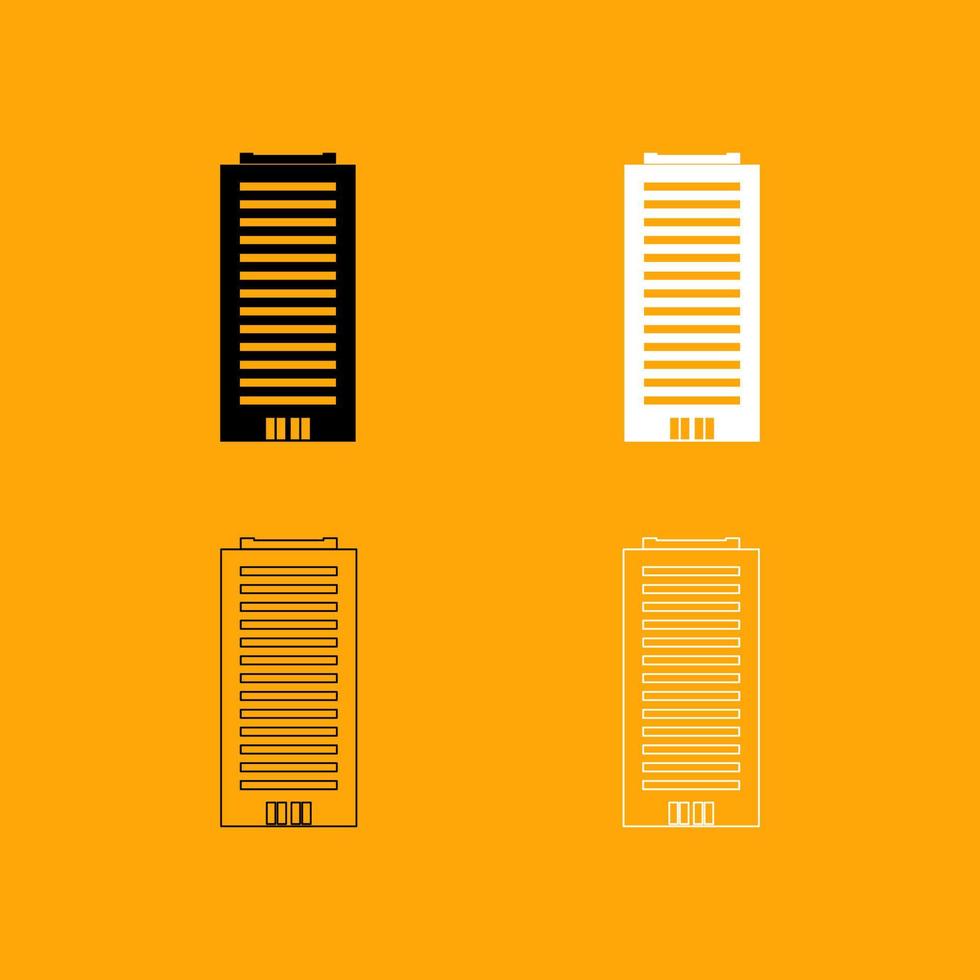 Building set black and white icon . vector