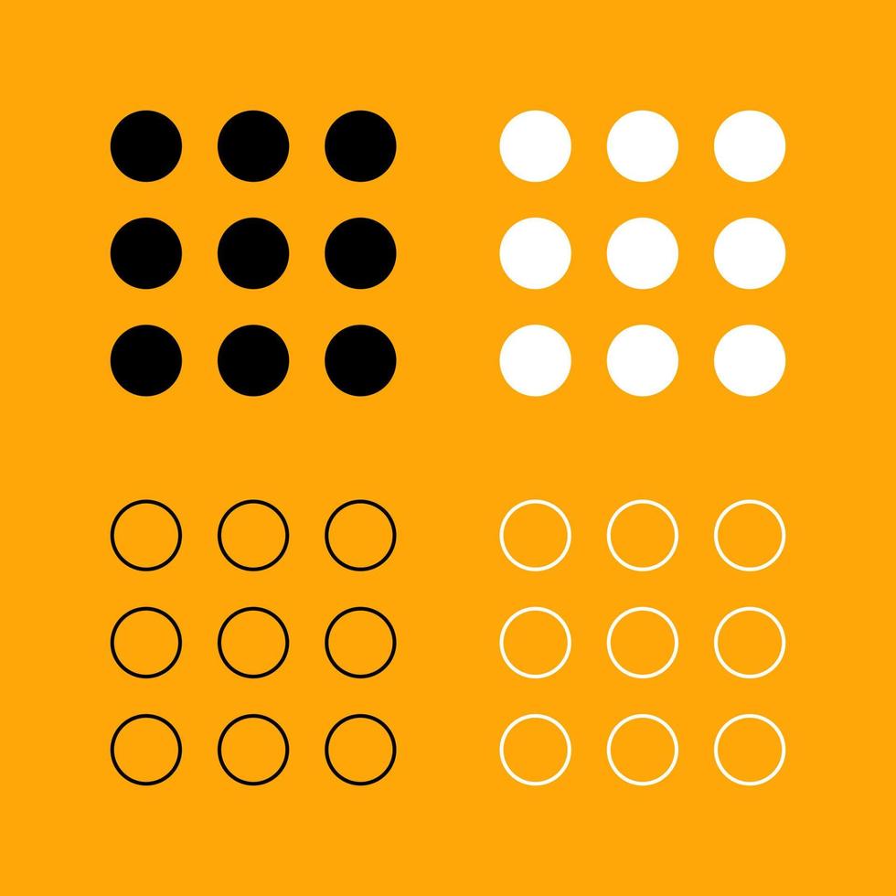 Dial button set black and white icon . vector