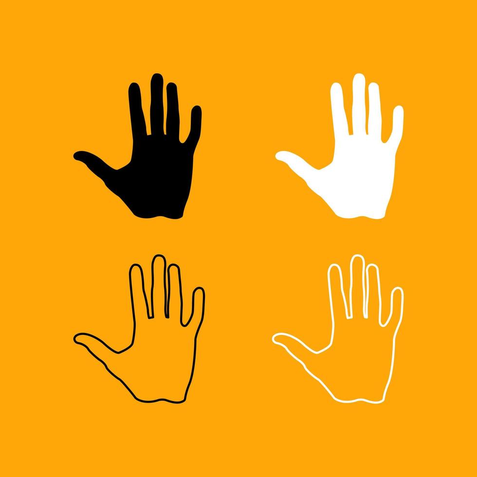 Human hand black and white set icon. vector
